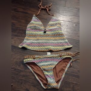 Multicolor Crochet Bikini Set Top Size L/G(11-13) Bottoms SizeM/M(7-9).